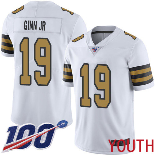 New Orleans Saints Limited White Youth Ted Ginn Jr Jersey NFL Football 19 100th Season Rush Vapor Untouchable Jersey